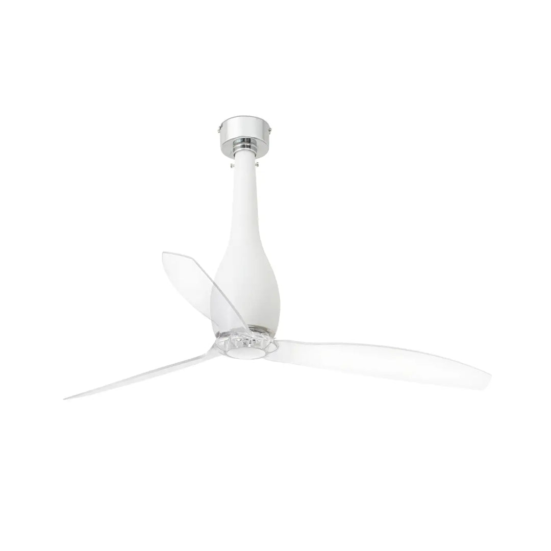 Ventilateur Eterfan blanc mat à pales transparentes, sans lumière