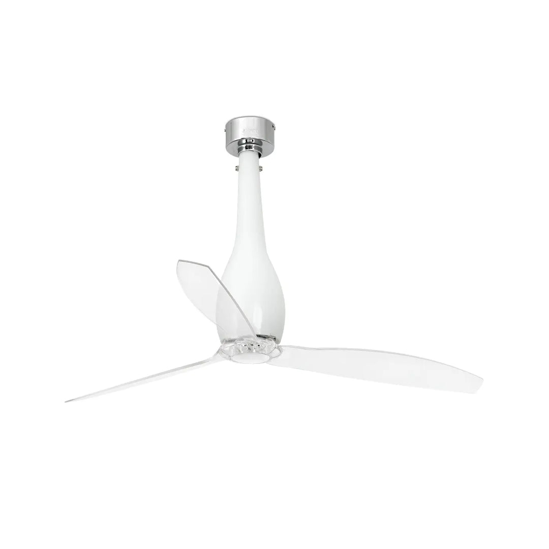 Ventilateur Eterfan blanc brillant à pales transparentes, sans lumière