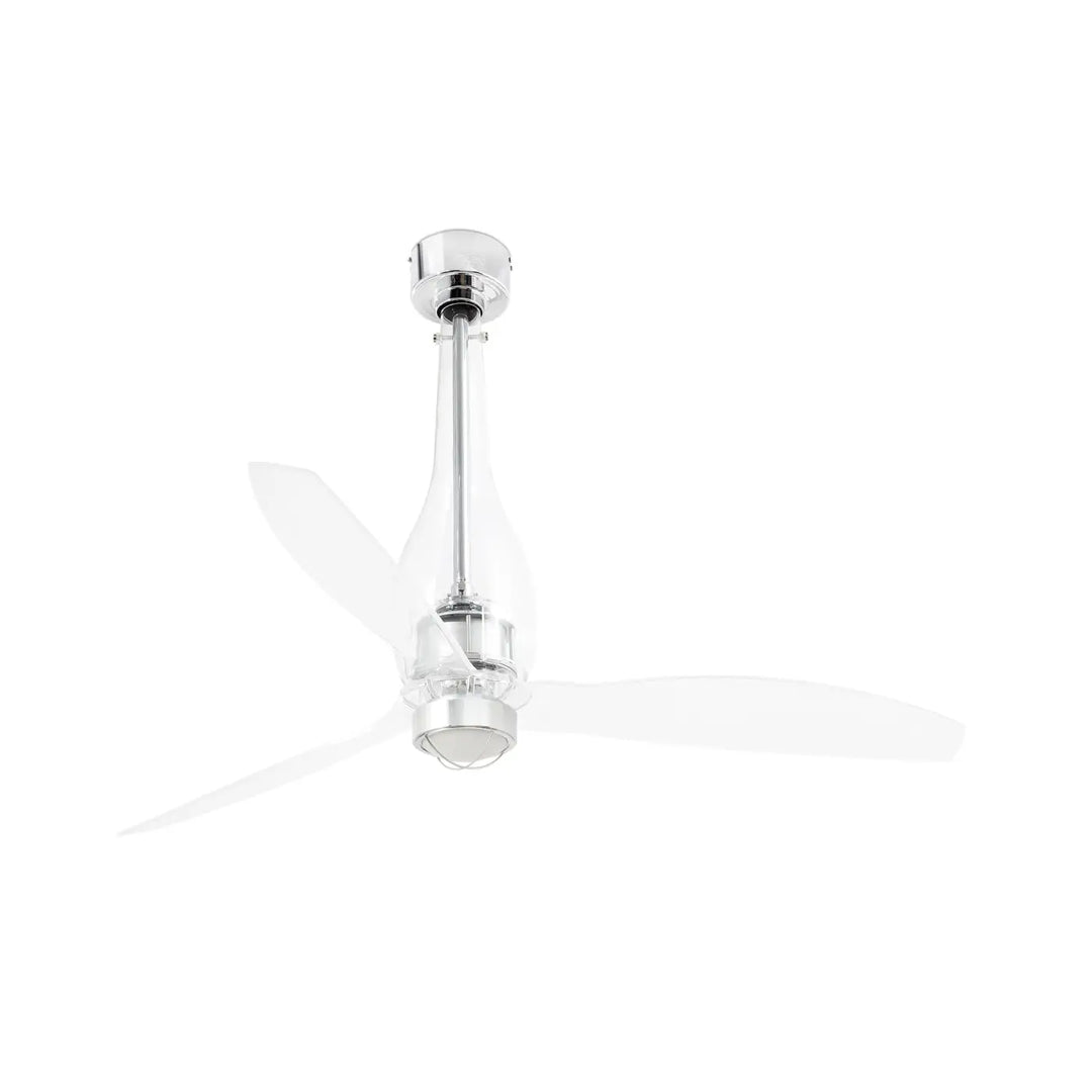 Ventilateur Eterfan chromé à pales transparentes, avec lumière LED