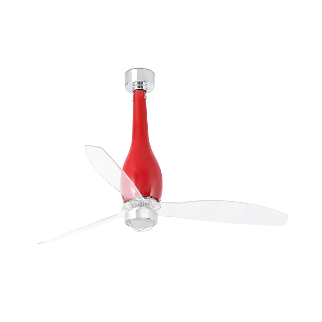 Ventilateur Eterfan rouge brillant à pales transparentes, avec lumière LED