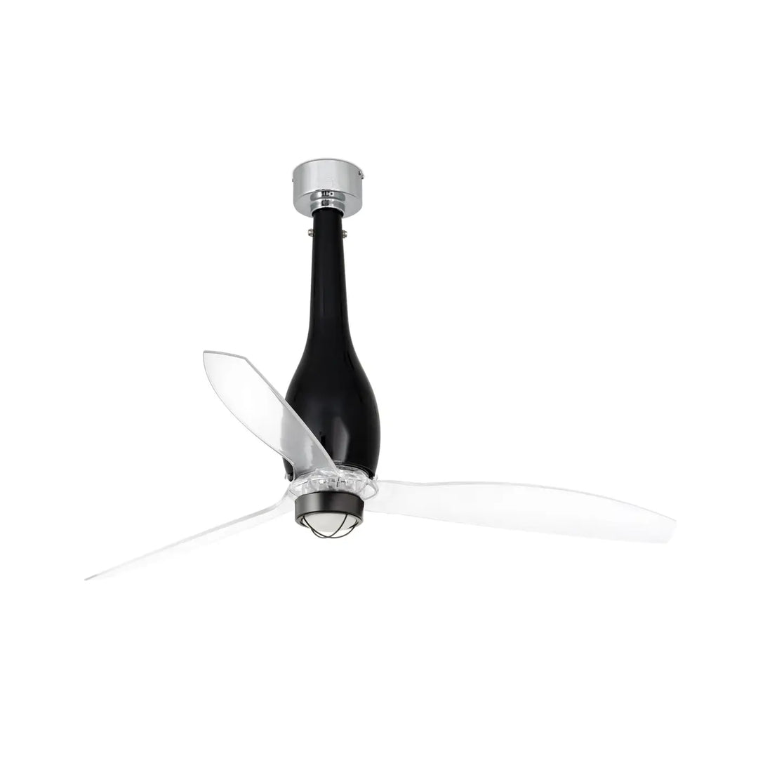 Ventilateur Eterfan noir brillant à pales transparentes, avec lumière LED
