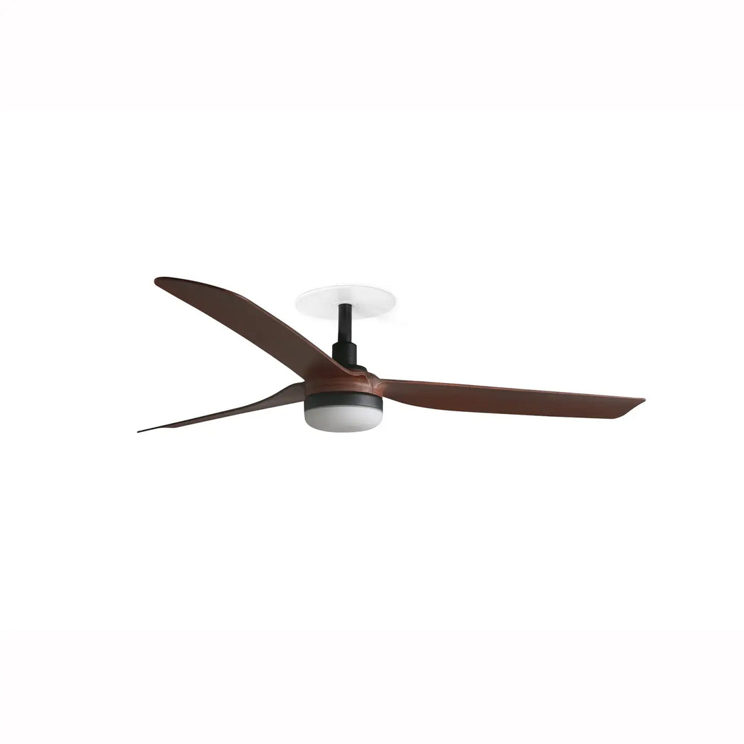 Ventilateur de plafond encastré Punt noir à pales effet noyer avec lumière LED 18 W