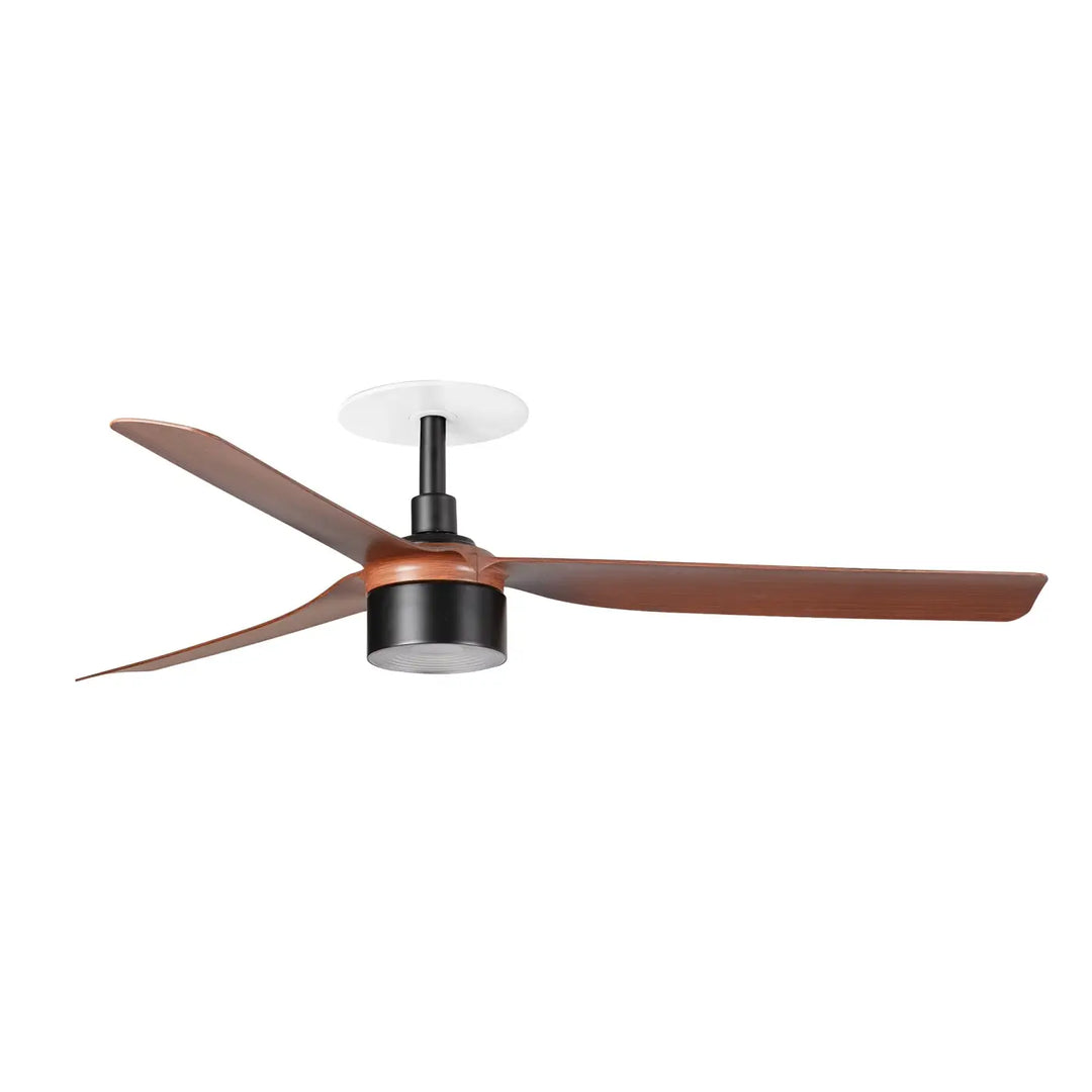 Ventilateur de plafond encastré Punt noir à pales effet noyer avec lumière LED 10 W à diffuseur en verre
