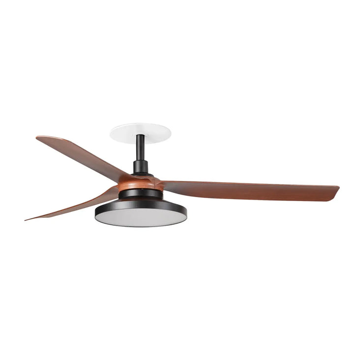Ventilateur de plafond encastré Punt noir à pales effet noyer avec lumière LED 20 W à diffuseur prismatique