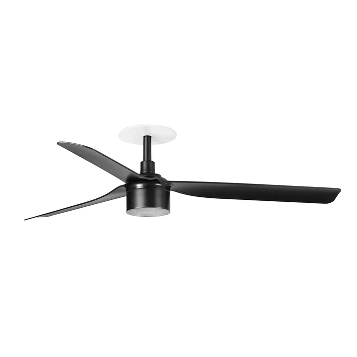 Ventilateur de plafond encastré Punt noir avec lumière LED 10 W à diffuseur en verre