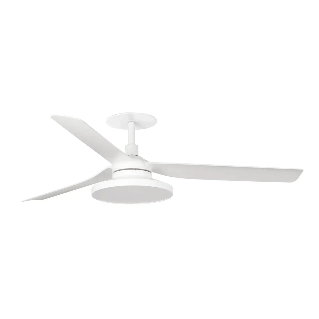 Ventilateur de plafond encastré Punt blanc avec lumière LED 20 W à diffuseur prismatique